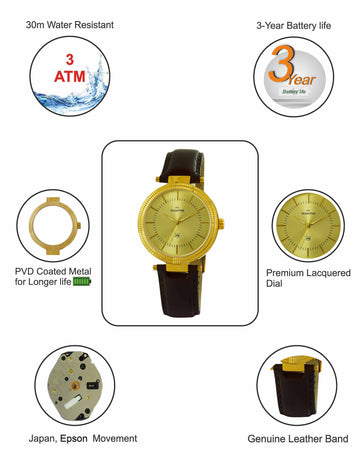 Maxima GOLD Women Gold Dial Analogue Watch - 61980LMLY